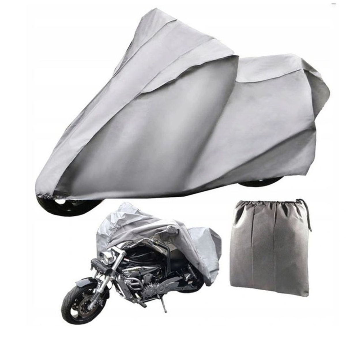 Pokrowiec Ochronny Na Motor Plandeka Na Motocykl Szary XXL
