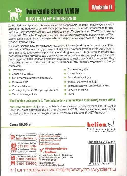 Tworzenie stron WWW. Nieoficjalny Podręcznik Gatunek Webmastering