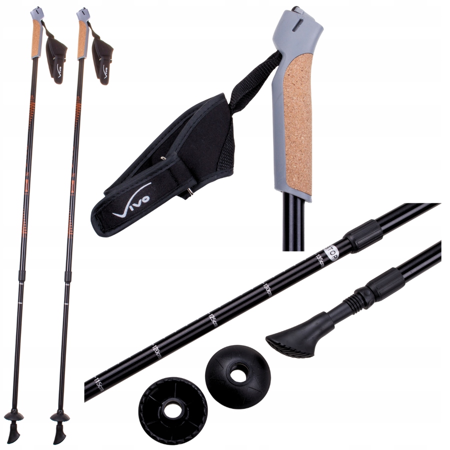 Vivo Rekreacyjne Kijki Kije Nordic Walking Do Chodzenia Regulowane 82-135cm