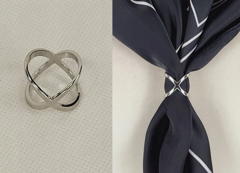 Ozdobna klamra KLIPS PIERŚCIEŃ DO APASZKI SZALA kolor srebrny Marka inna