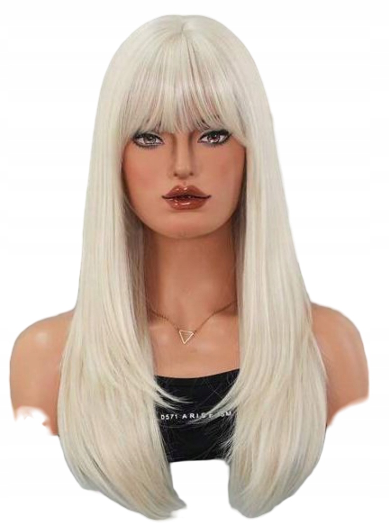 Blond platinová paruka s ofinou dlouhá jako Přírodní čepice Bonus