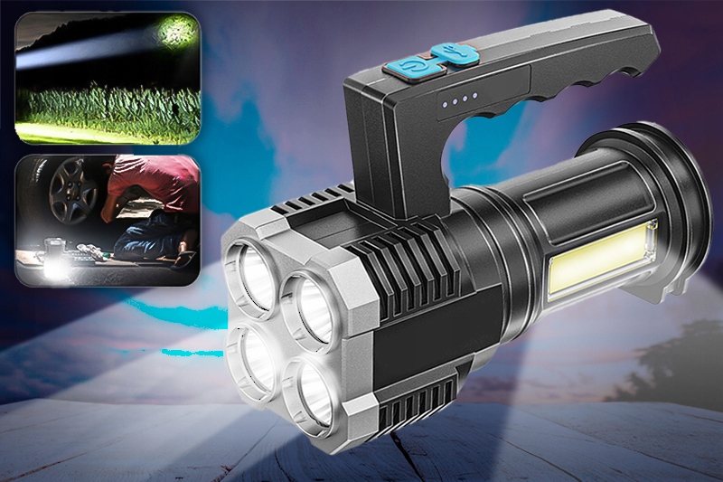 LEKKA MOCNA LATARKA LED Z RĄCZKĄ WODOODPORNA WOJSKOWA KABEL USB LED 4 TRYBY Marka Decorya