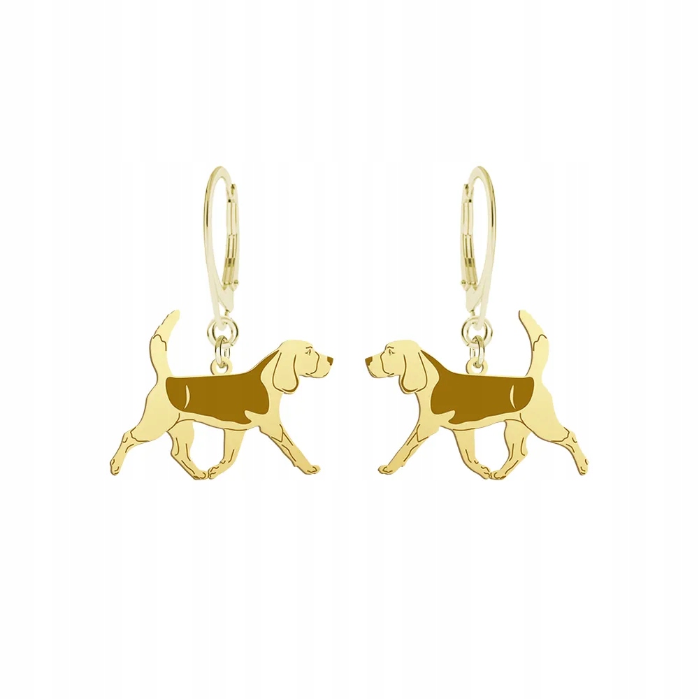 Náušnice Zlaté se psem Beagle 925 Šperky Dárek Žena Gravírování Bonus