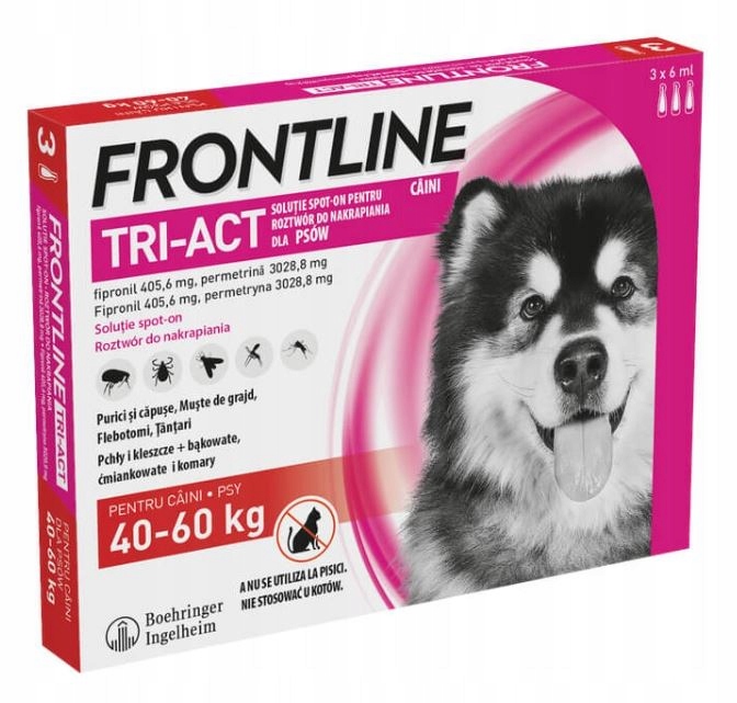 Frontline Tri-act XL Krople Na Pchły Kleszcze Na 90 Dni Dla Psa 40-60kg