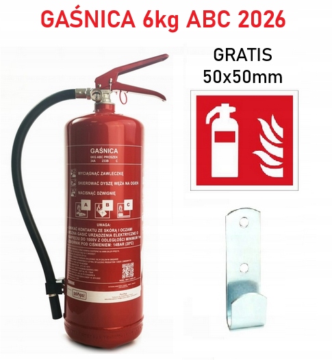 Gaśnica proszkowa 6 kg Mobiak GP6x z wieszakiem 2026 Full