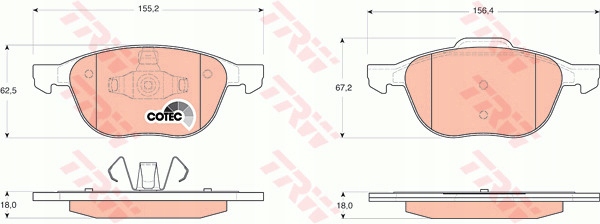 TRW TARCZE + KLOCKI PRZÓD FORD C-MAX FOCUS MK2 Numer katalogowy części DF4465