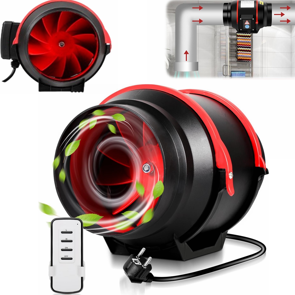 Kanálový odtahový ventilátor 100 mm 310 m³/h 2 rychlostní stupně Tichý 40W dálkový ovladač