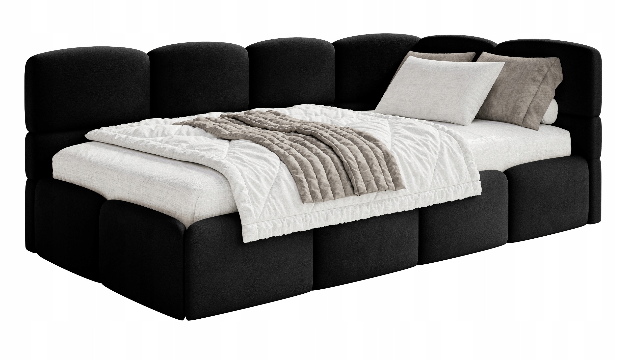 Postel pro mláděž 90x200 cm Cloudy černá sametová pravá