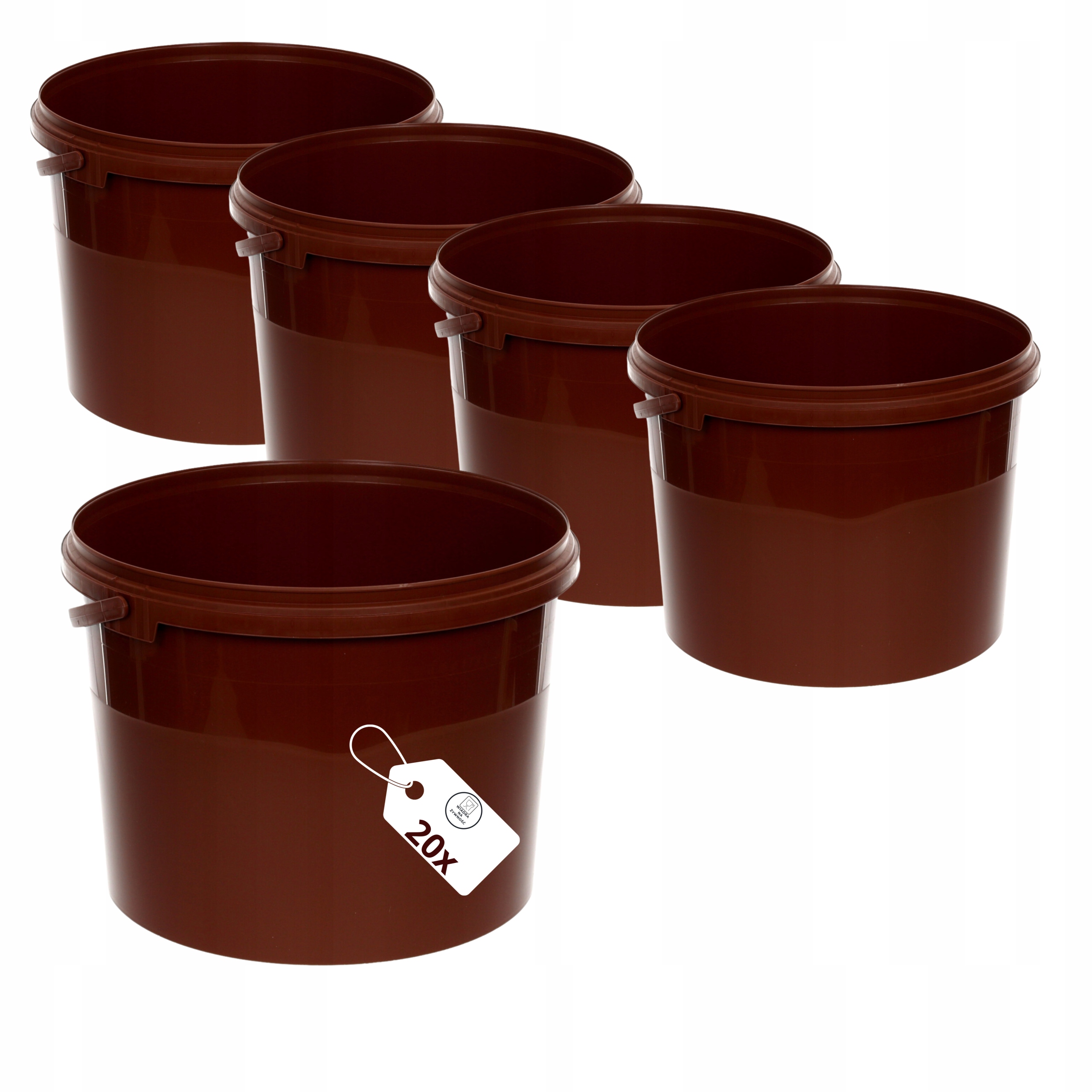 20 x Kbelík s víkem 10 l, hnědý Na Potraviny