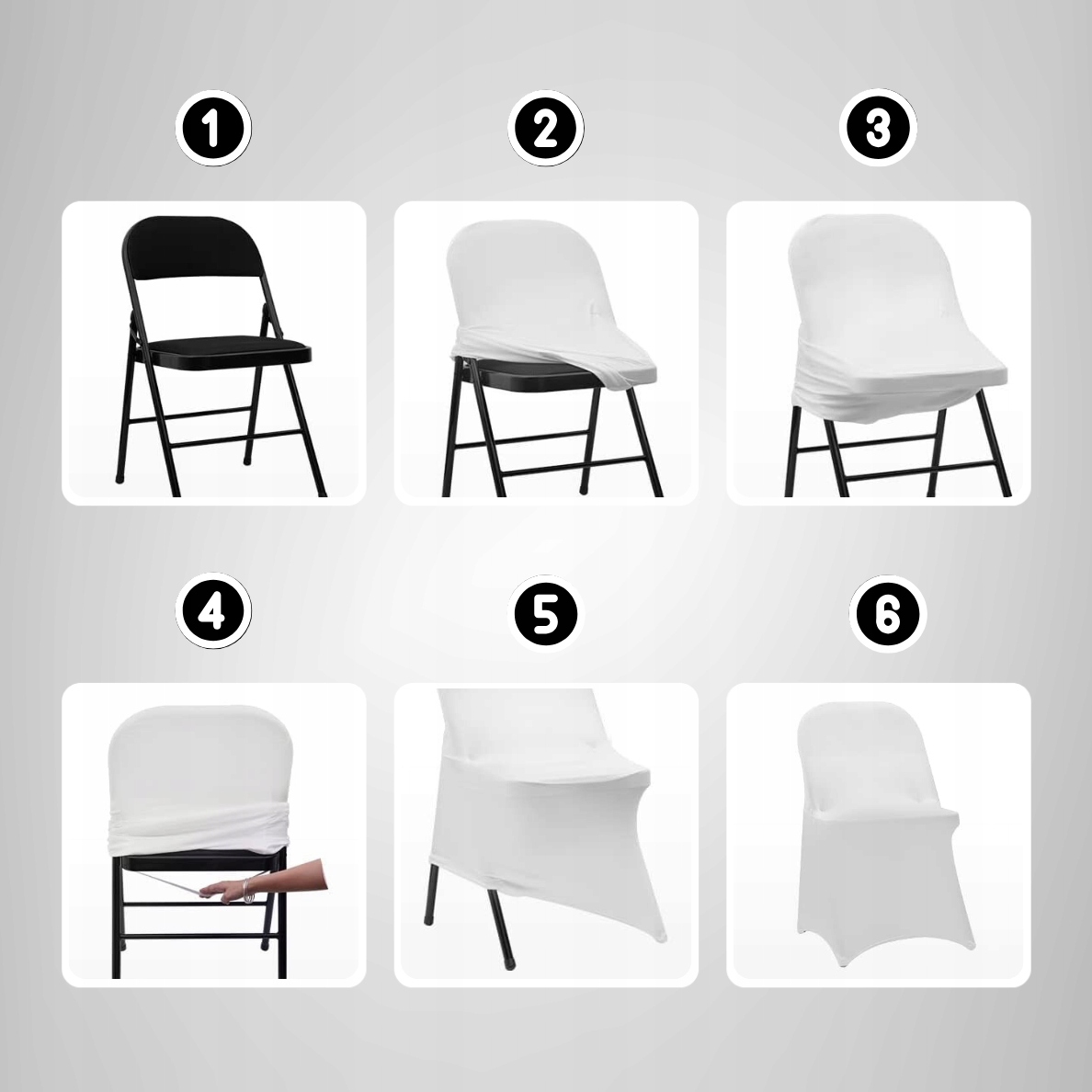 POKROWIEC ELASTYCZNY NA KRZESŁO BANKIETOWE UNIWERSALNY GRUBY BIAŁY PEŁNY Szerokość oparcia 41 cm