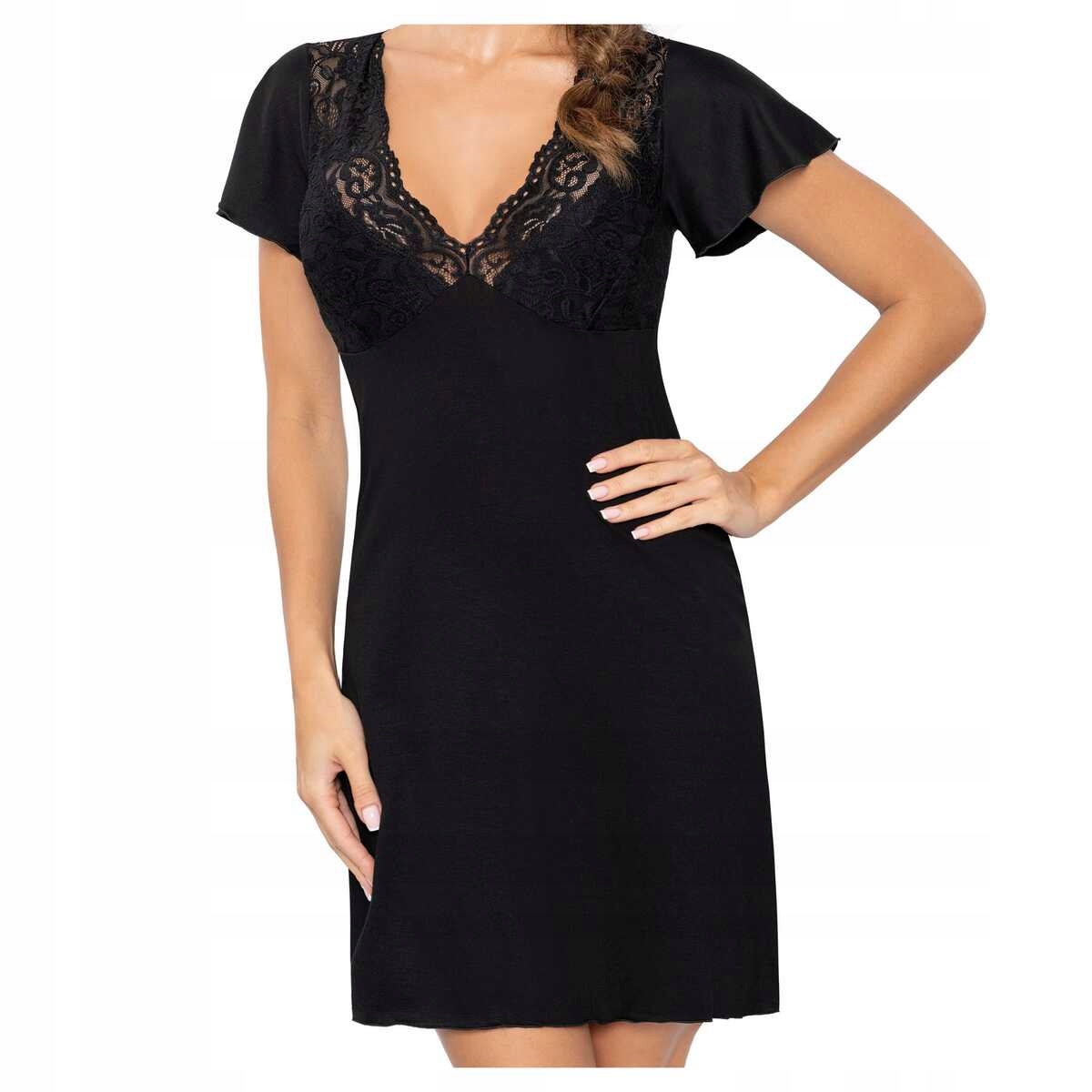 Donna dámská Košile noční Luiza černá s krátkým rukávem velikost XL