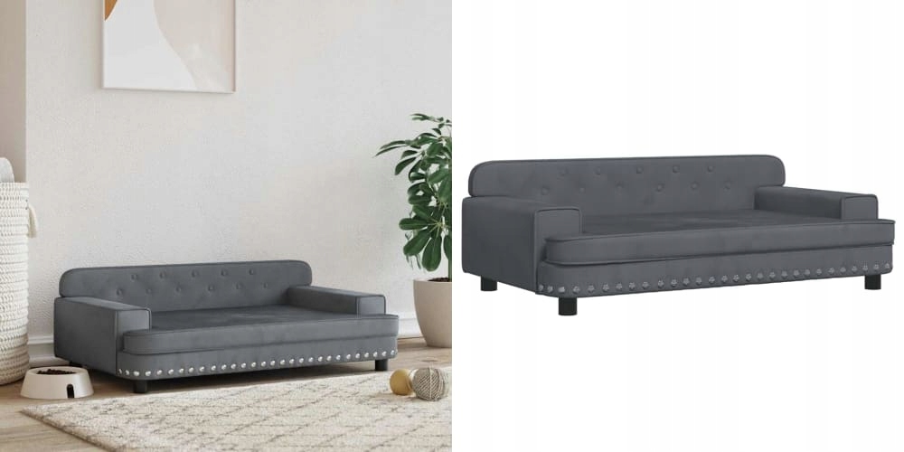 Levně Tmavě šedé Pelíšek pro psa, samet, 90 x 53 x 30 cm