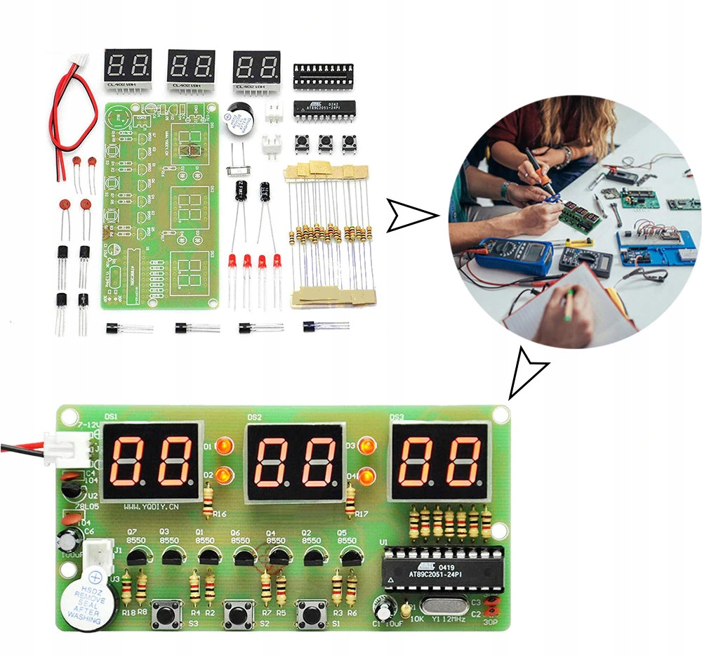 DIY - zegar elektr. C51 - AT89C2051 - DIY 6 bitów - do zmontowania Kod producenta Zegar LED AT89C2051 6BIT