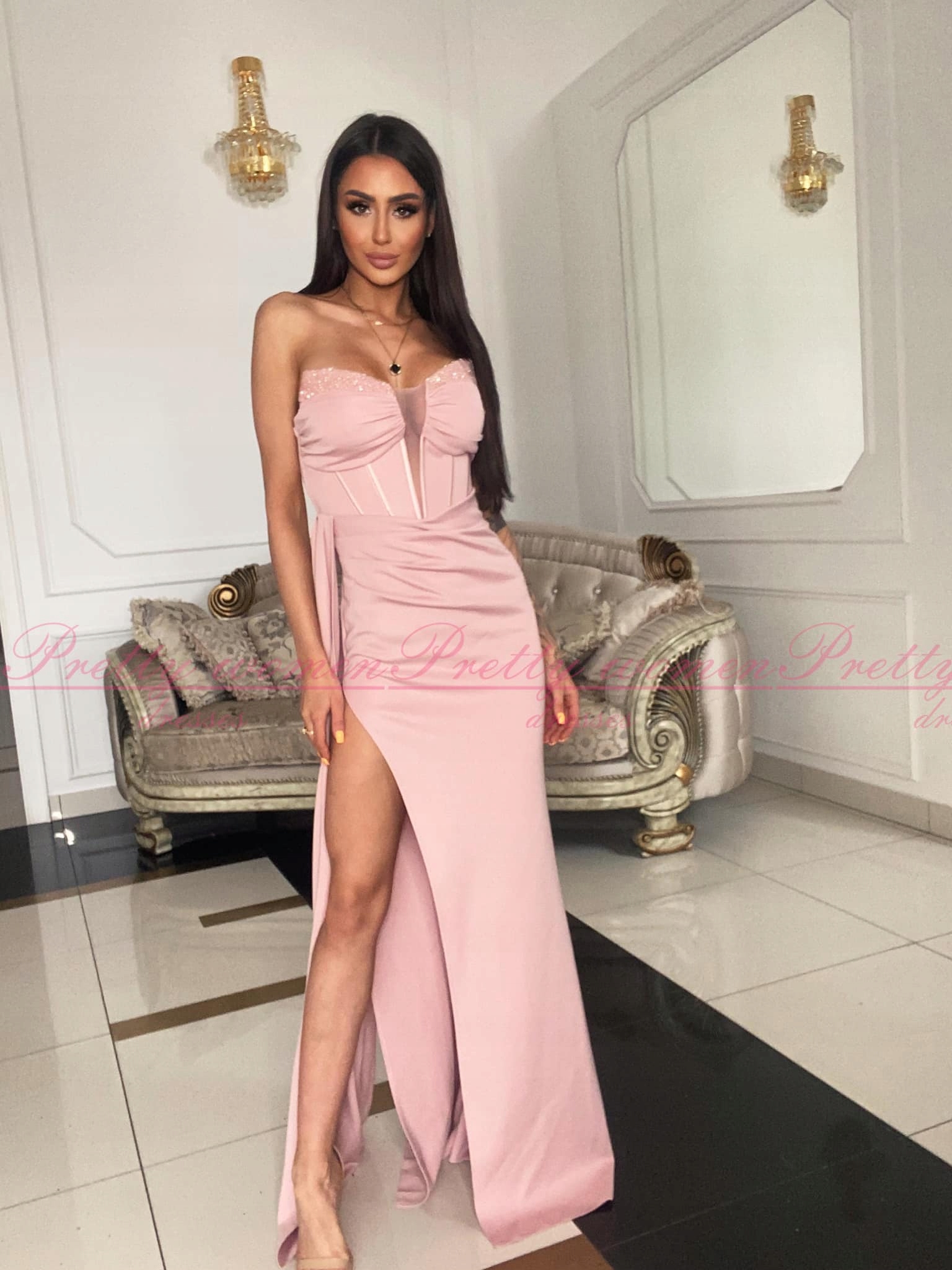 Šaty Na Svatební Hostinu Portofino Pudrová Růžová , 40 L