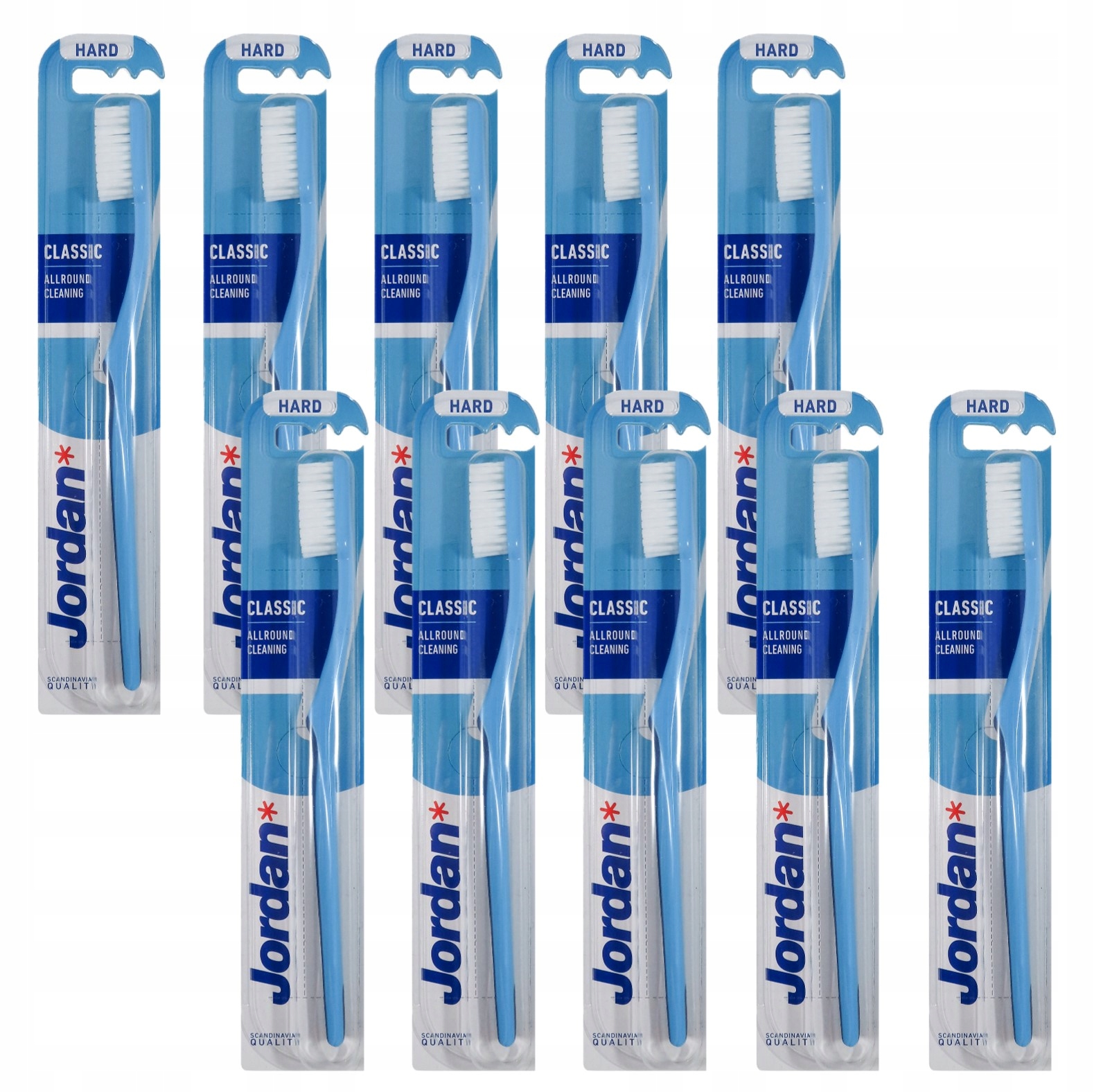 10x Jordan Szczoteczka do zębów Classic prosta Klasyczna włosie Twarda hard