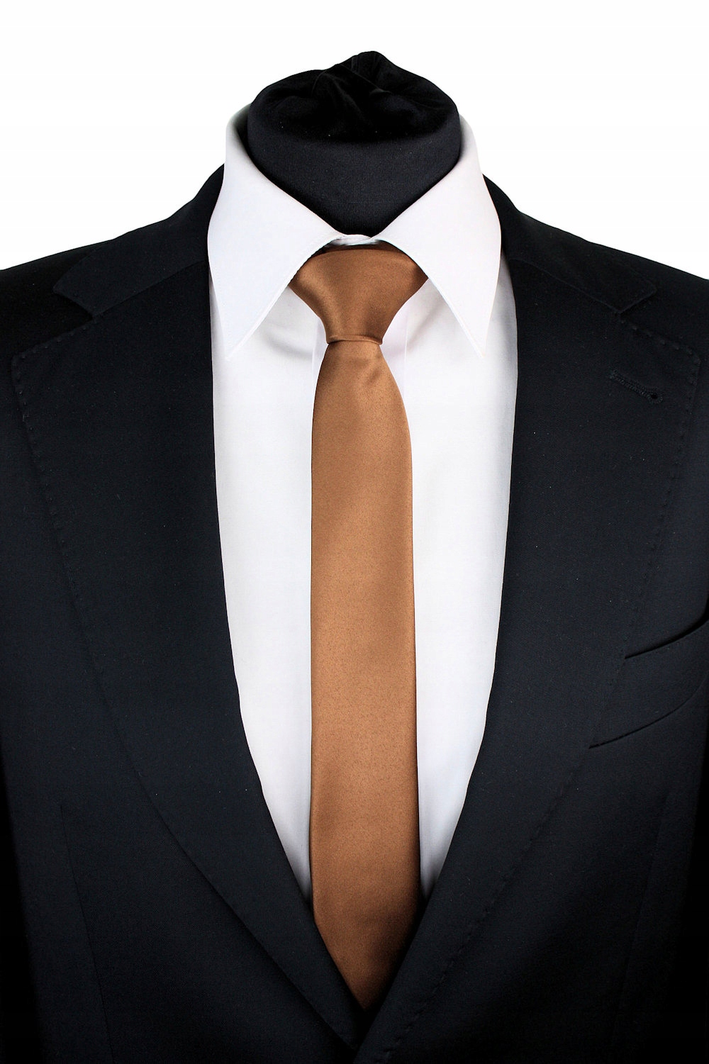 KRAWAT WĄSKI ŚLEDŹ ŚLEDZIK SLIM 5 cm JASNOBRĄZOWY Marka Tissino