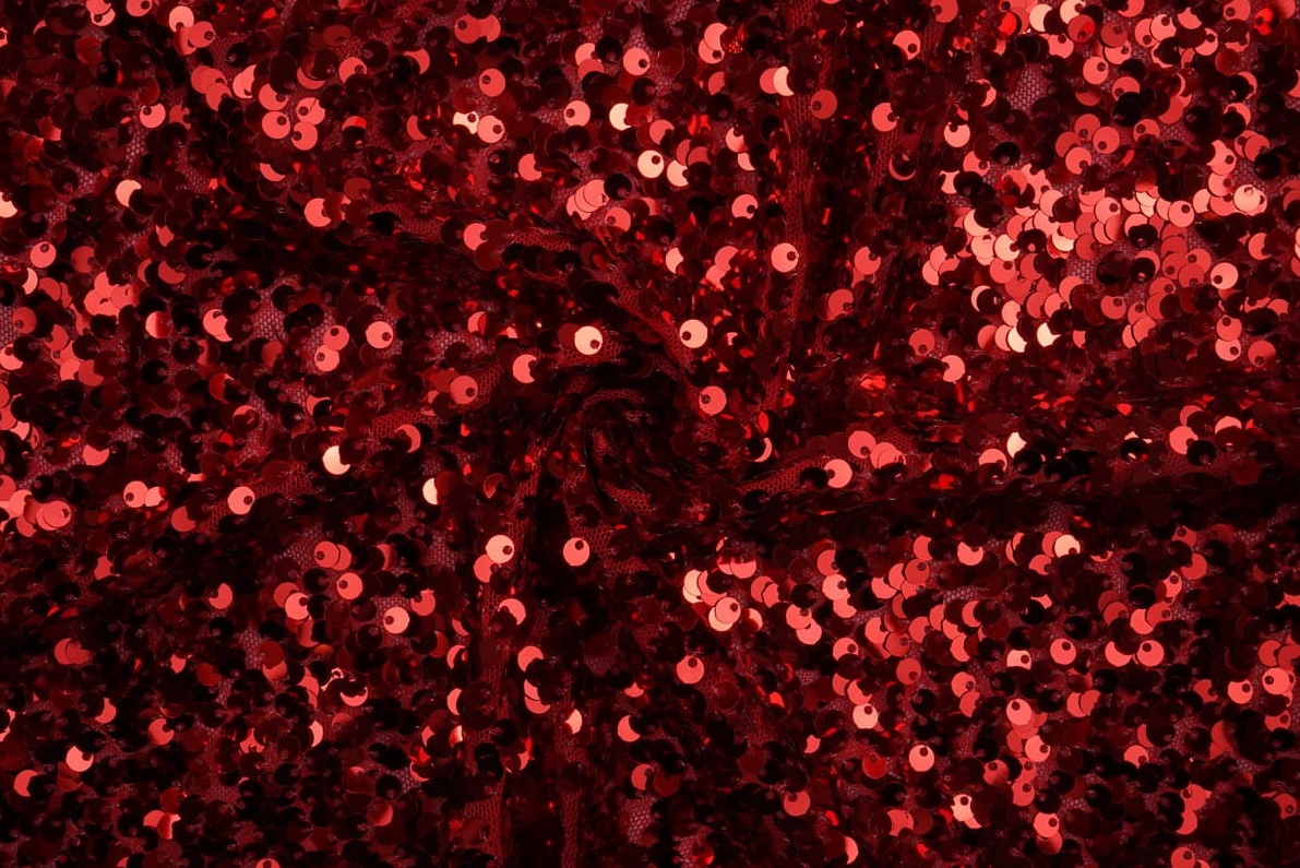 Látka S Flitry Flitrově Červená Na Síťce