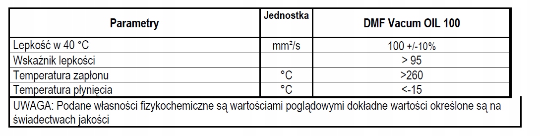 Olej do pomp próżniowych VG 100 20L Producent DMF