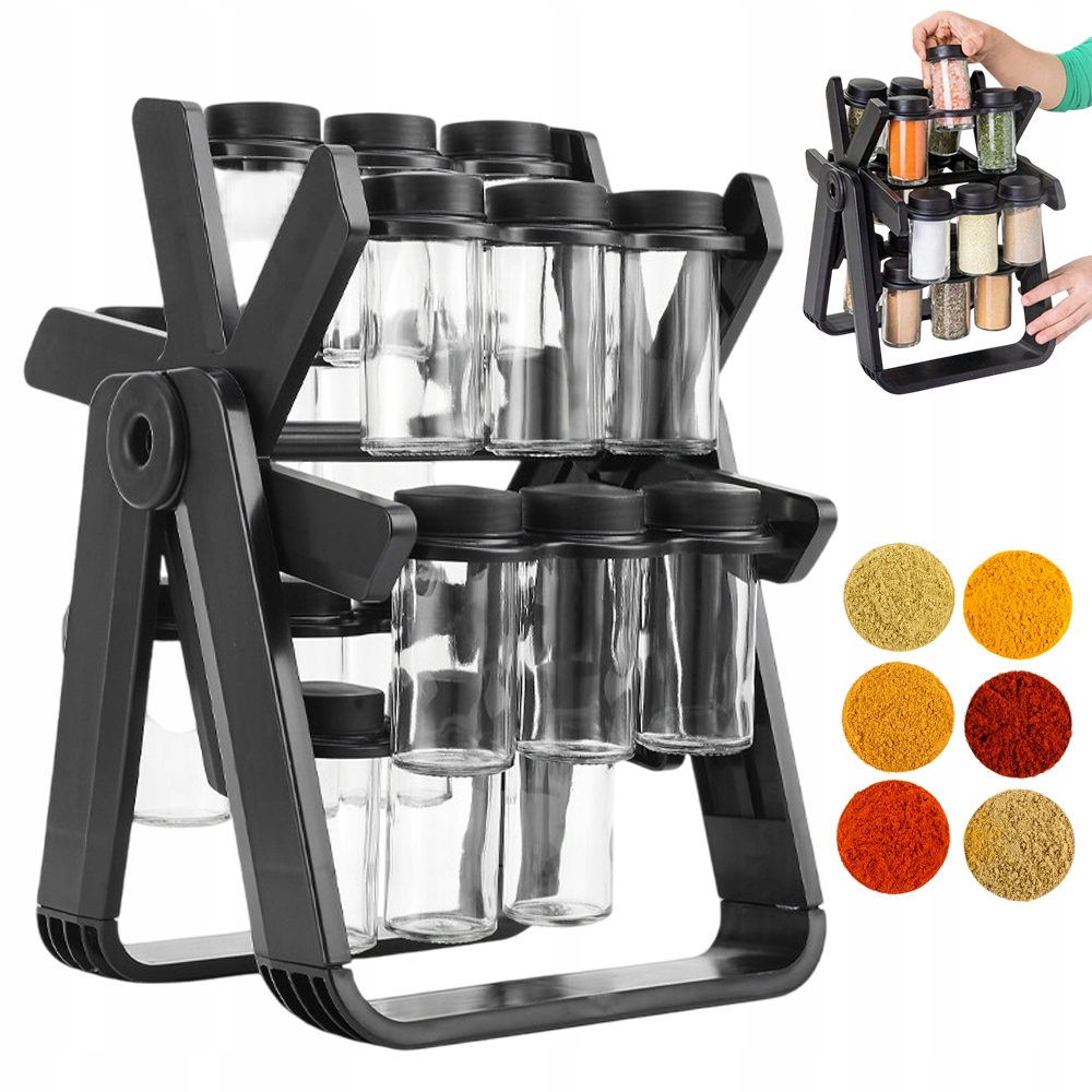 Otočný Stojan Na Koření 360° S 18 Nádobami Organizér Do Kuchyně
