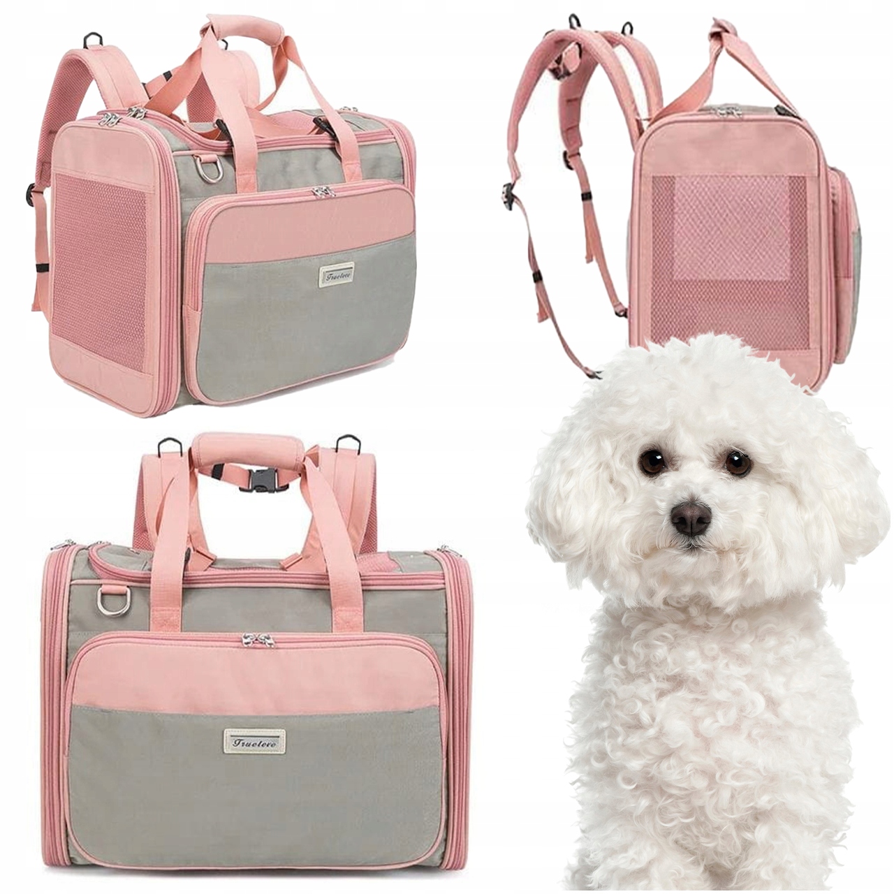 Levně Přepravka Batoh Pro Malého Psa Kočky Truelove Baggy Broskvový