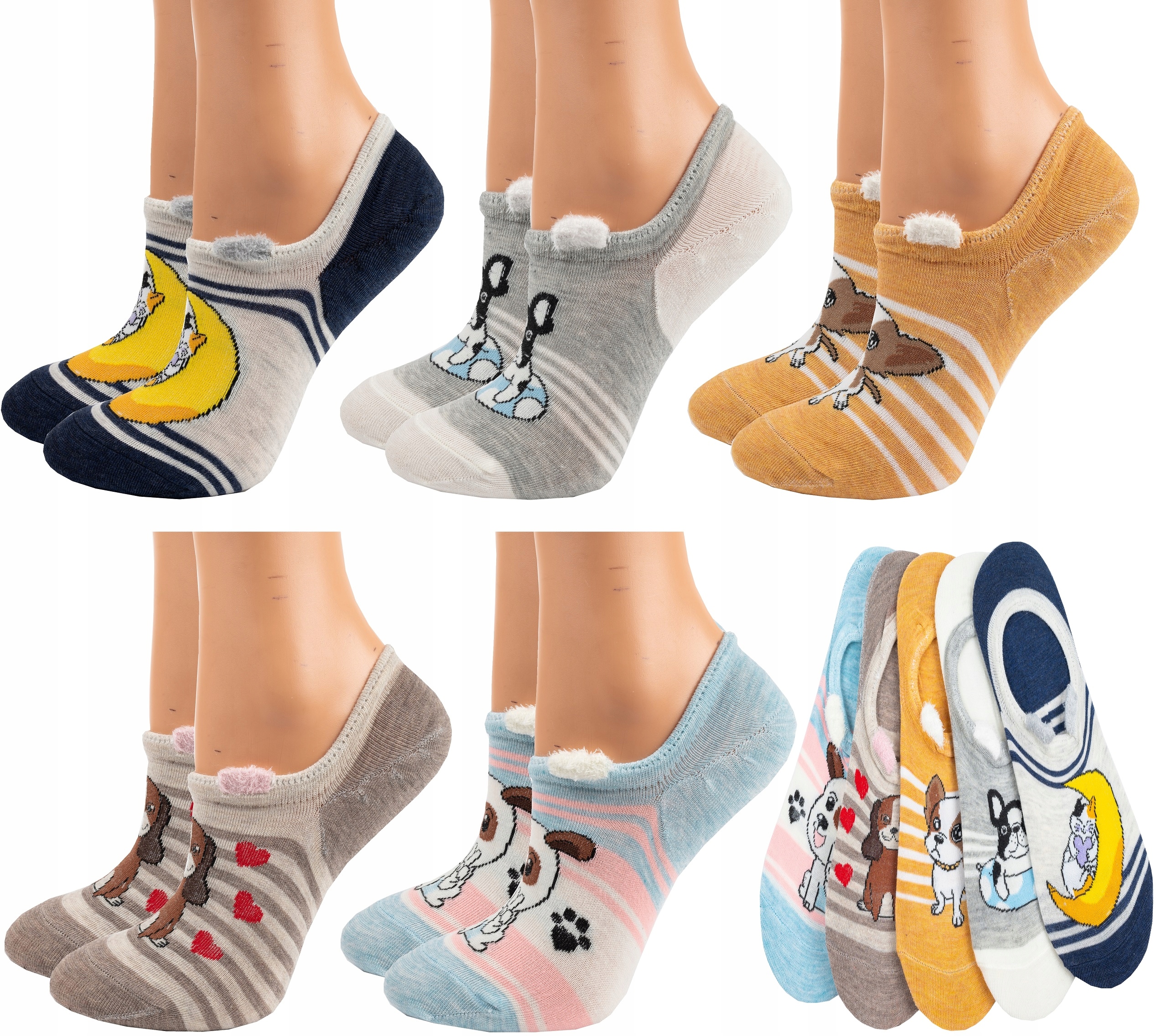 

5 Par Bawełniane Stoki Skarpety damskie niskie