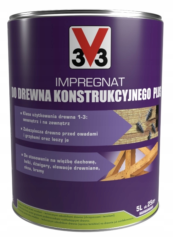 V33 Impregnat Techniczny Do Drewna Budowlanego Konstrukcyjnego 5L