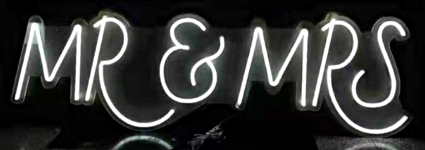 NAPIS LEDOWY LED MR&MRS podświetlany 120x33cm Wysokość produktu 33 cm