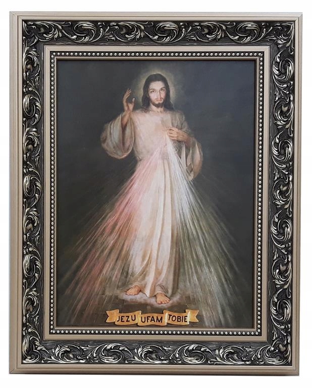 

Obraz Jezusa W Złotej Ramie 42X52 Jezu Ufam Tobie