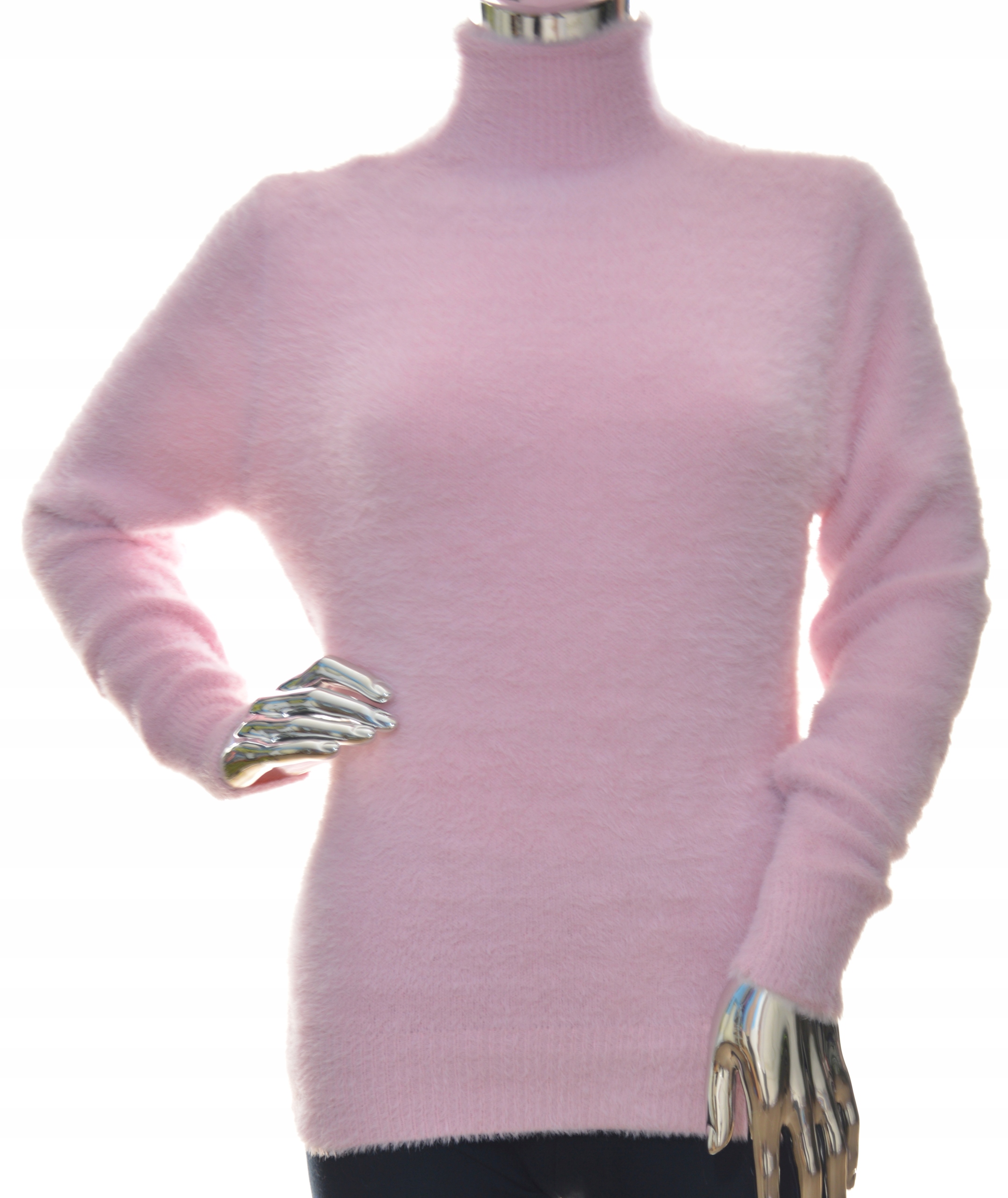 

Damski sweter sweterek półgolf typu alpaka róż