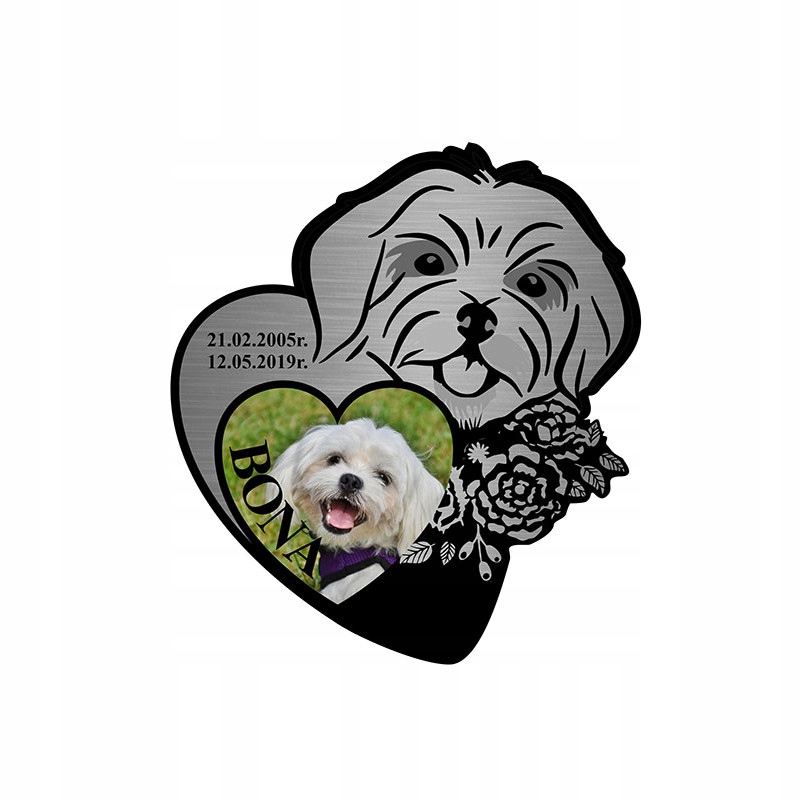 

Tabliczka na nagrobek psa maltańczyk nadruk uv