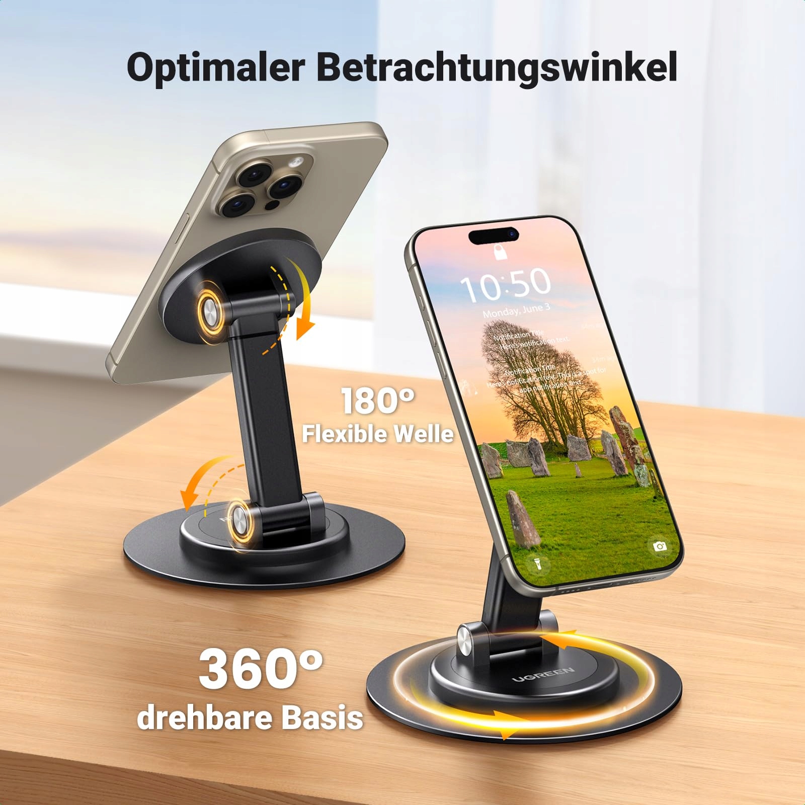 UGREEN Magnetyczny Stojak Na Telefon 360° Do iPhone 16 15 14 13 12 Pro Max — miniatura 3