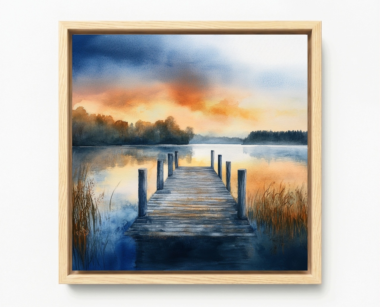 Obraz Rám Americká Krabička Pohled Krajina Příroda Jezero Rybník Most Molo 40x40