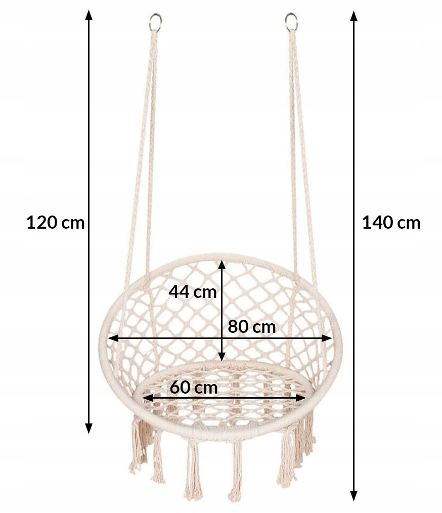HUŚTAWKA WISZĄCA OGRODOWA FOTEL BOCIANIE GNIAZDO + PODUSZKA WODOODPORNA Długość siedziska 60 cm