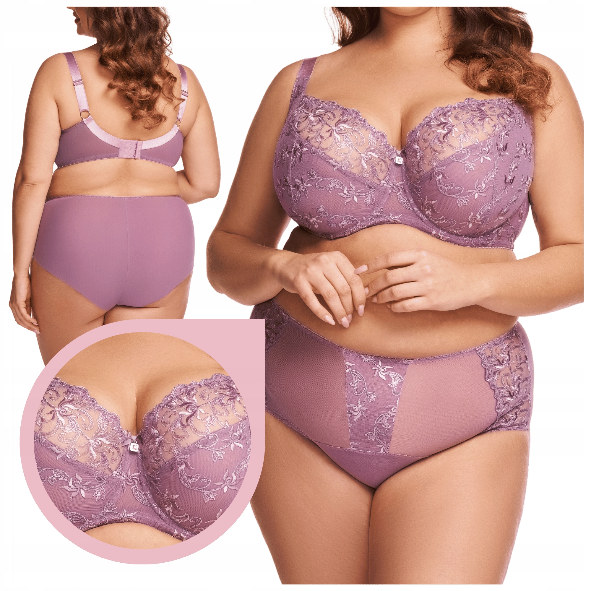 Nessa Luiza soft Vřesová podprsenka měkká vyšívaná fialová podprsenka 70I