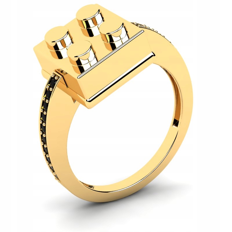 

Pierścionek Złoty Gold Brick Czarne Cyrkonie