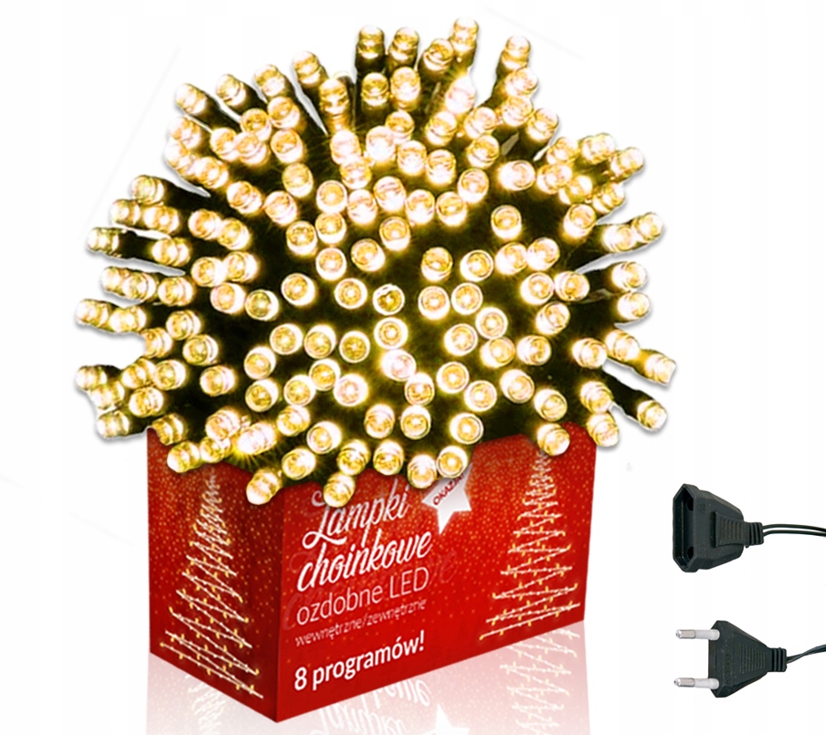 

300 Led Lampki Światełka na choinkę Białe Ciepłe