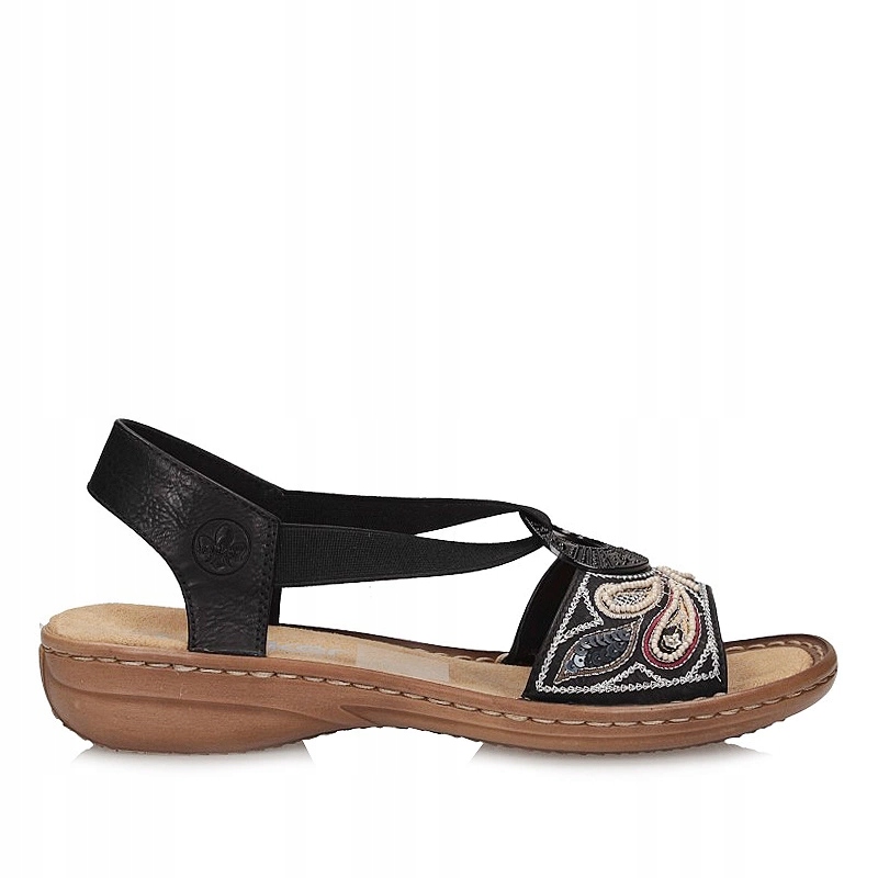 Pohodlné černé dámské sandály Rieker 608B4-00