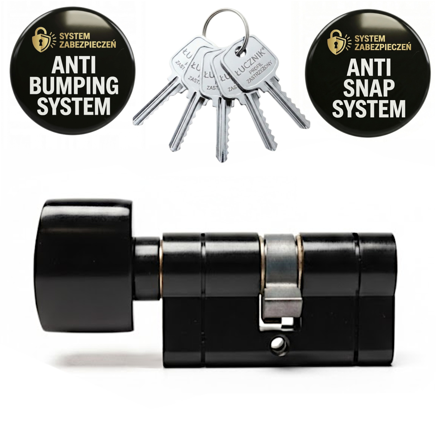 Černá Dveřní Vložka S Knoflíkem Lukostřelec Lockpol 30/35 5 Klíčů