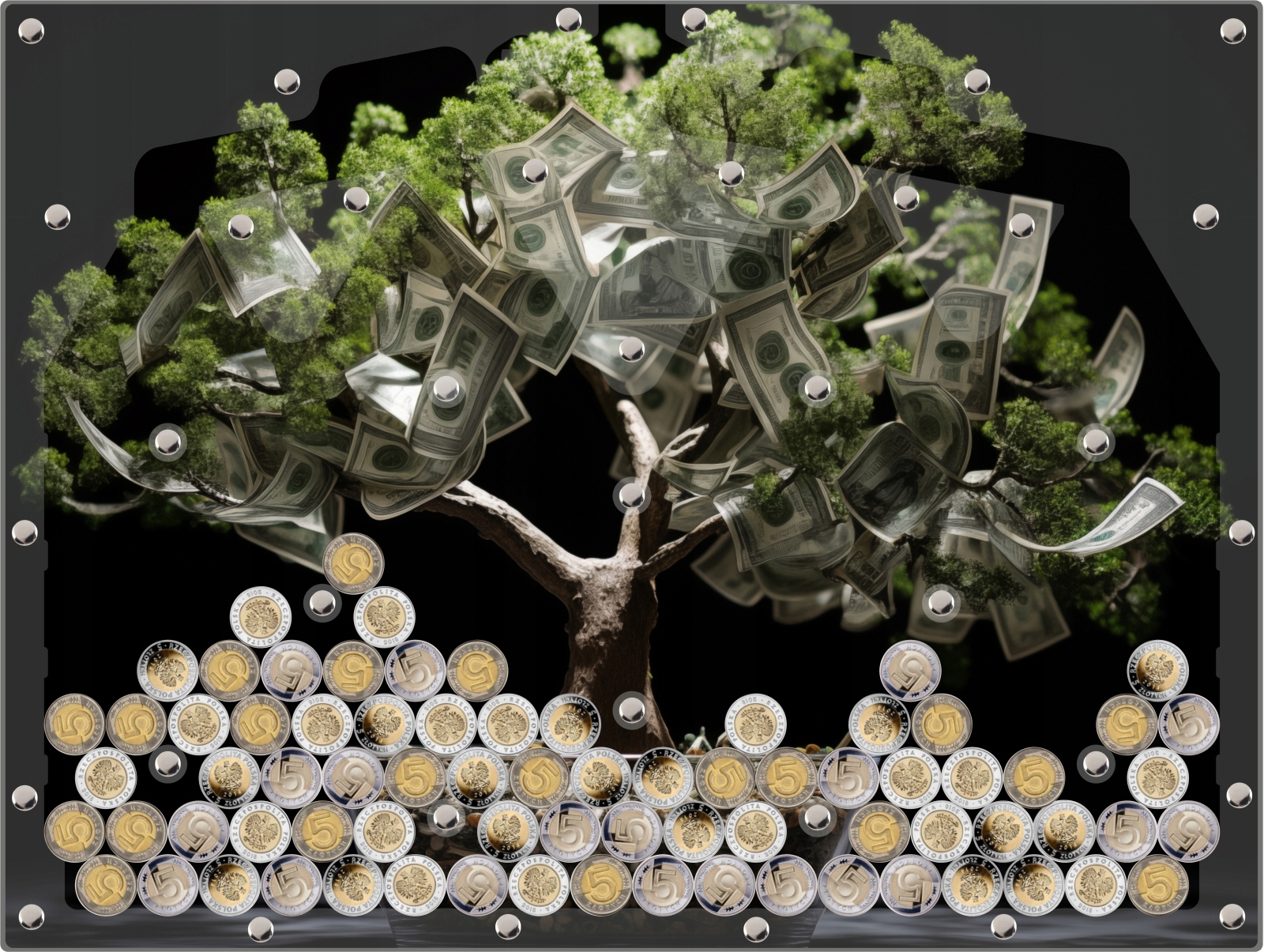 Bardzo Skarbonka Obraz na 5 Pomieści 1000 zł Drzewko Dollarowe