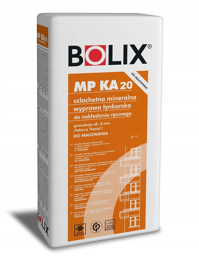 biały Tynk mineralny - Bolix MP KA 20 - 2 mm - 25 kg -