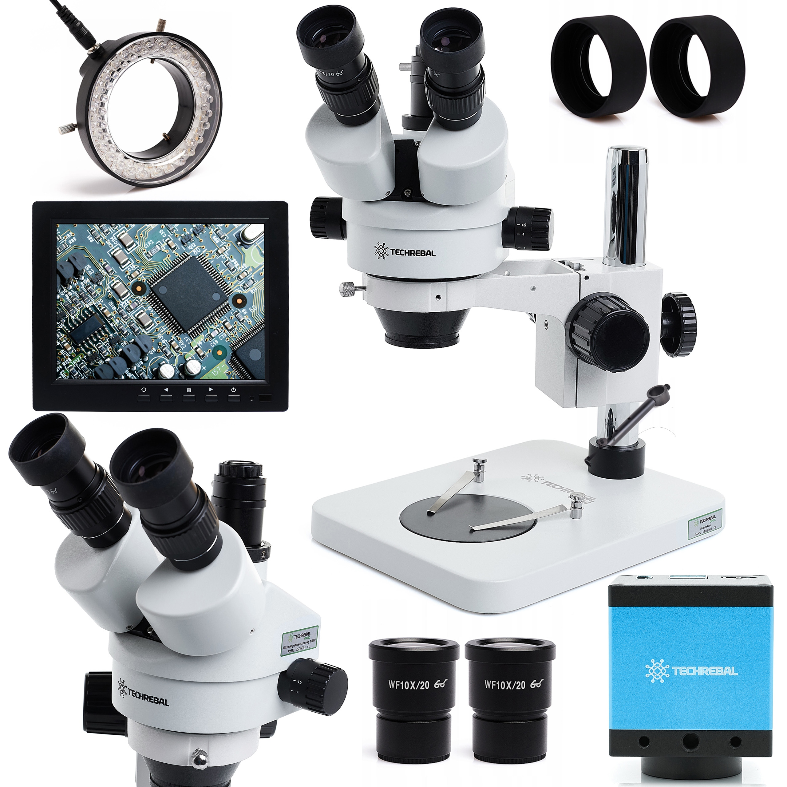 Stereoskopický Mikroskop 10HT Kamera 16MP 4K Monitor 8" Led Osvětlení 56x