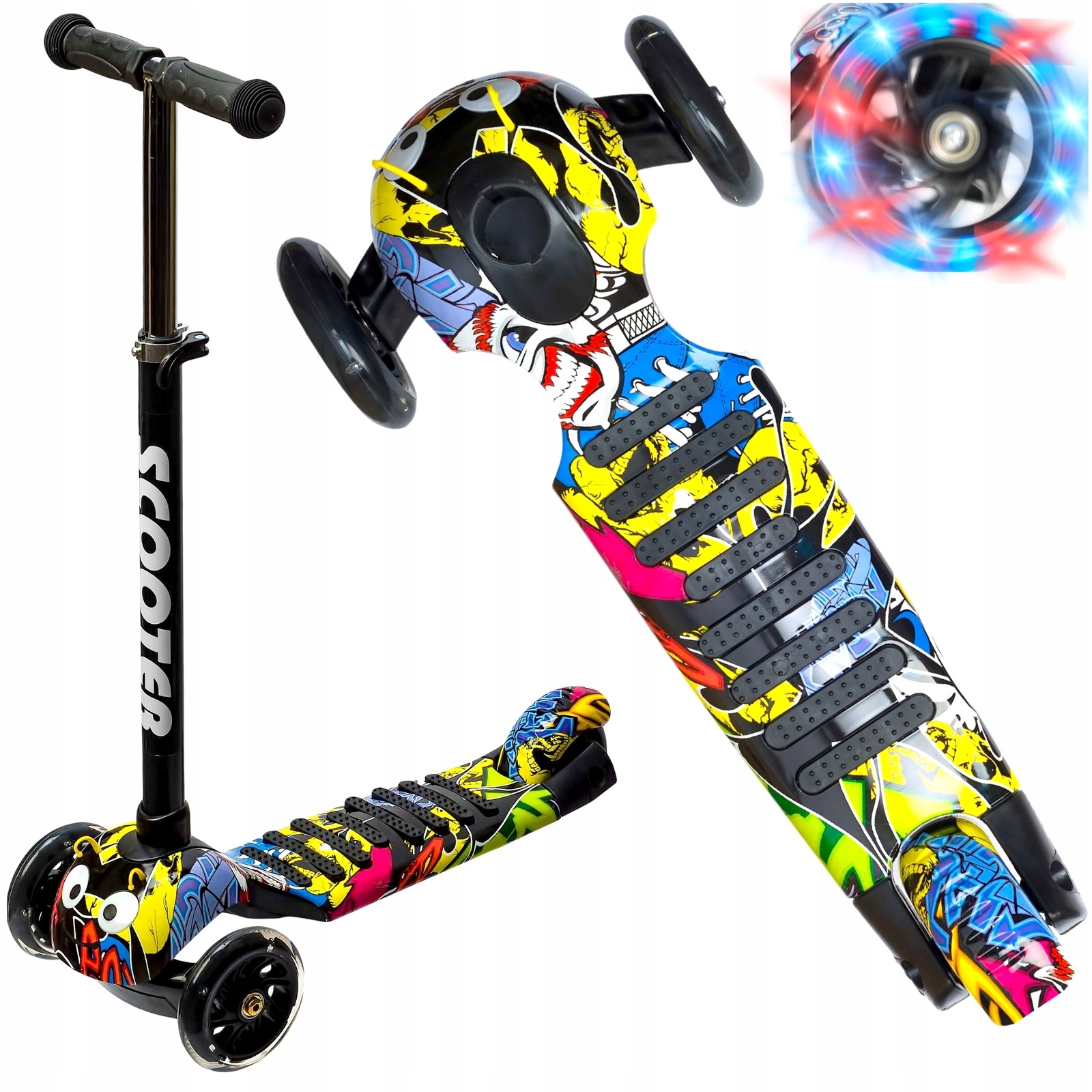 Hulajnoga Trójkołowa Dla Dzieci Balansowa z Czółenkami Koła Led Składana 50