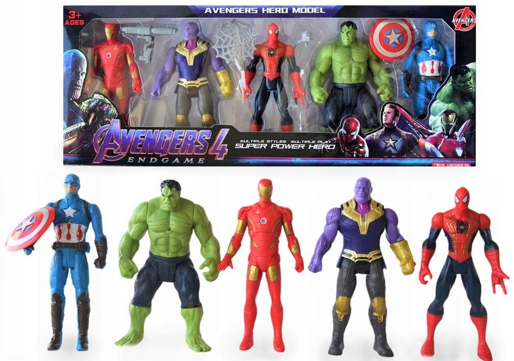 

5x Figurki Hulk Iron Man Spiderman Avengers Świecą