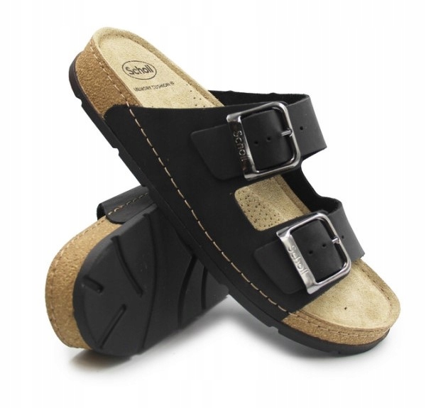 Pánské Nazouváky na léto černé Memory Cushion Scholl Bora 2 Buckles Man 44