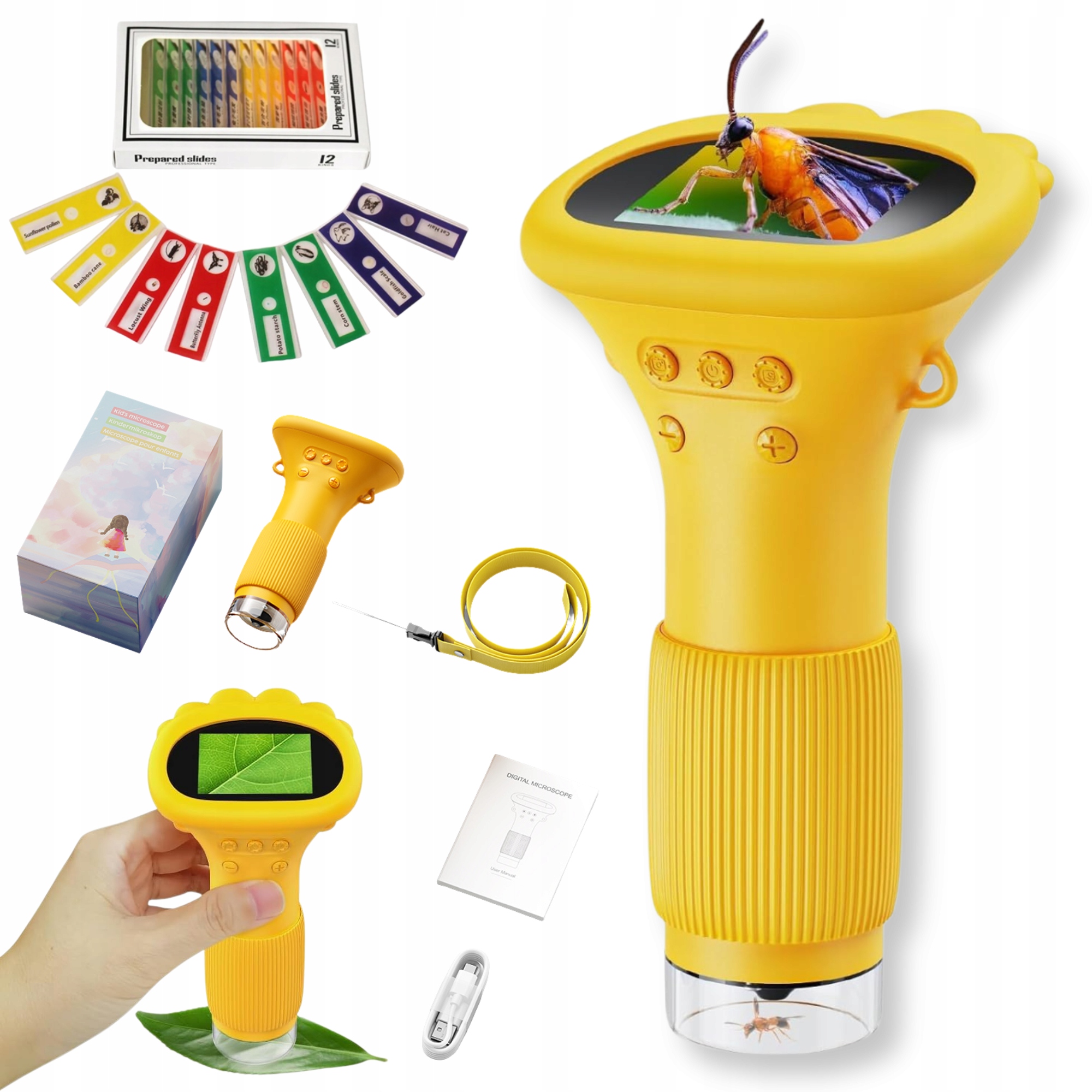 Digitální kapesní optický mikroskop pro děti s Led přiblížením 1000x Hd