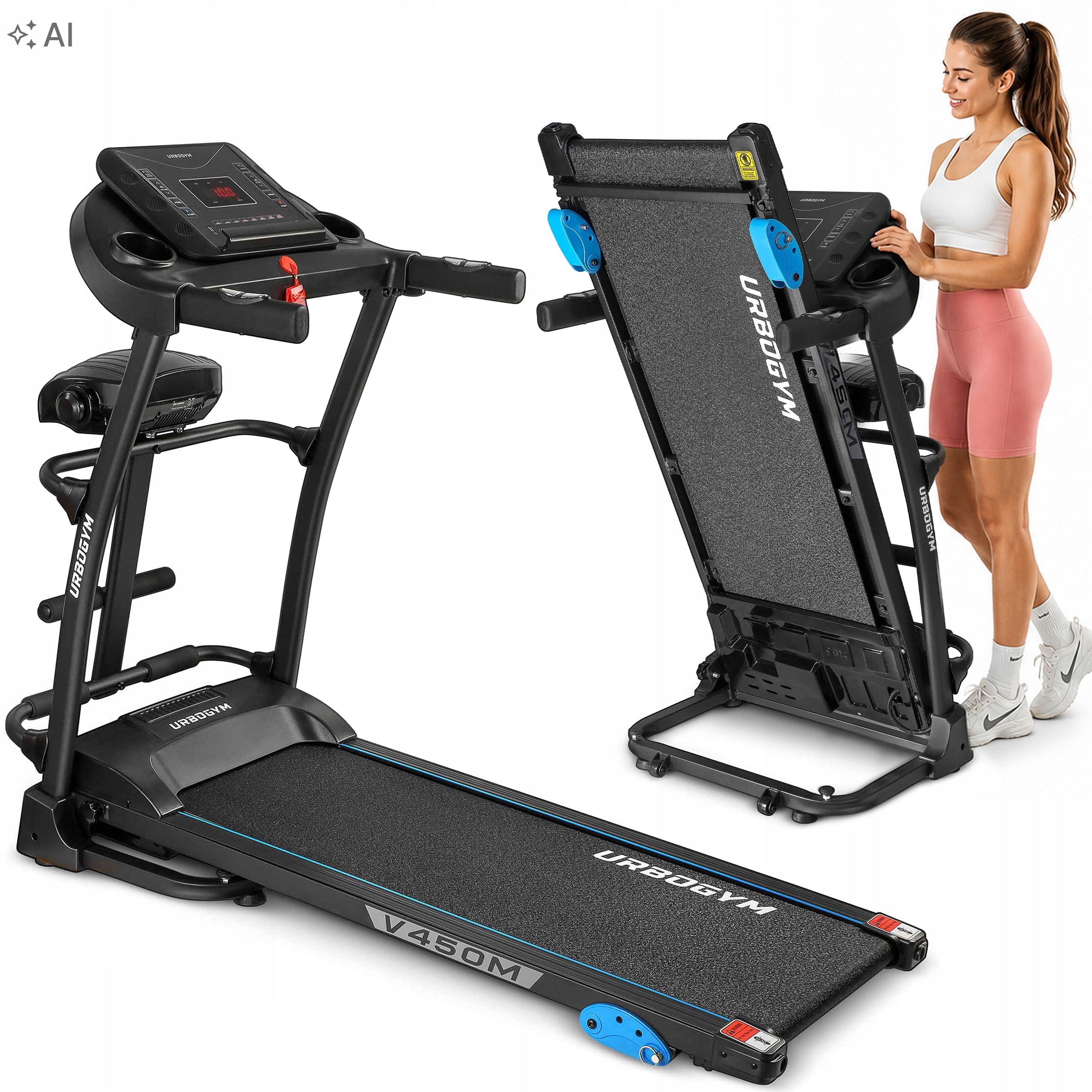 Bieżnia Elektryczna Domowa Składana Kąt Nachylenia Masażer Urbogym V450M