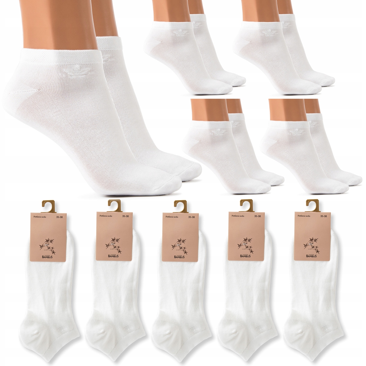 STOPKI skarpetki damskie BIAŁE Bambusowe ODDYCHAJĄCE JAKOŚĆ