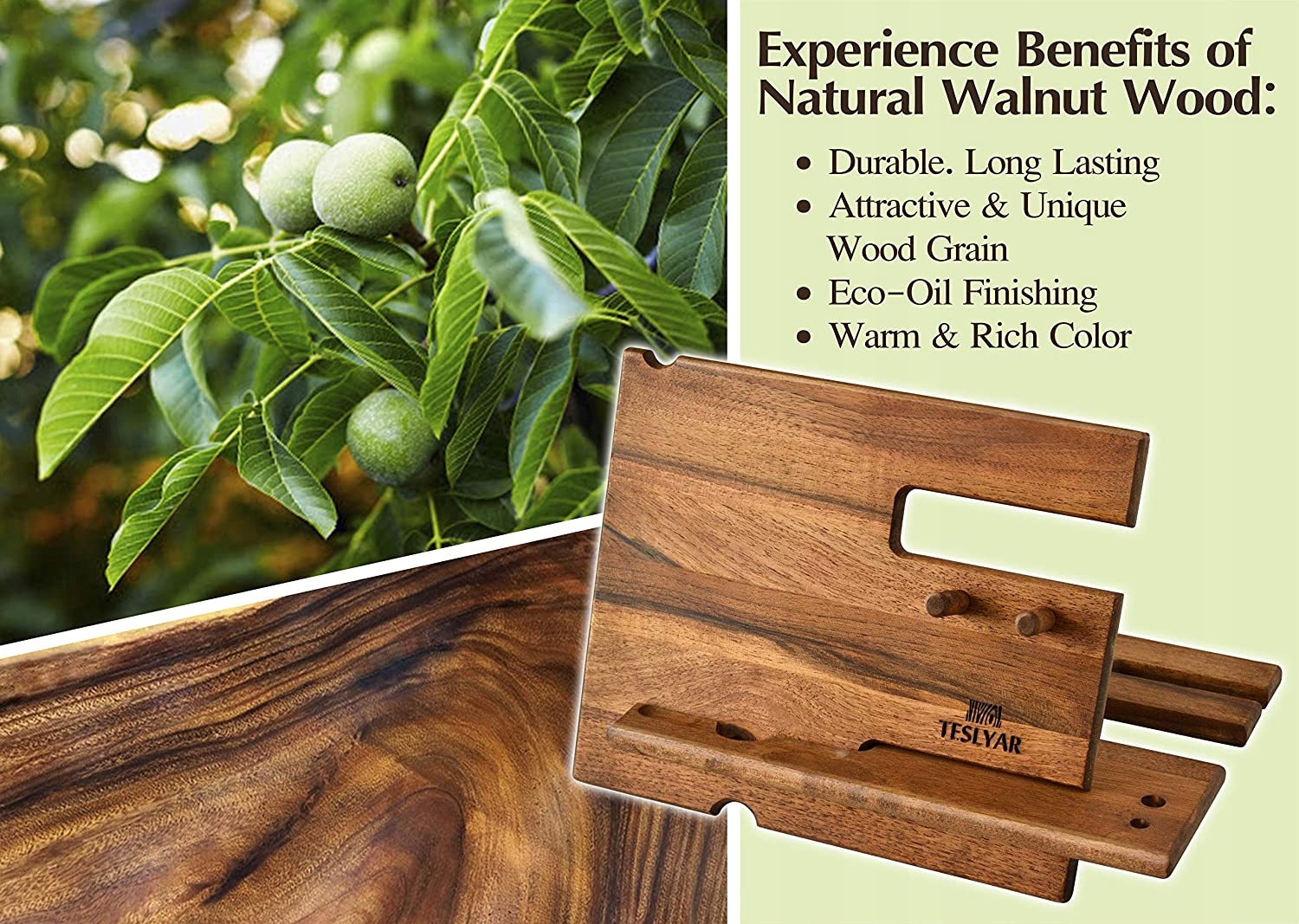 ORGANIZER Drewniany stojak wieszak na telefon port Złącza inne