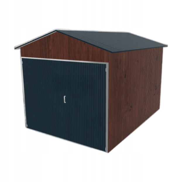 Plechová garáž 2.5 x 3.5 m, jednopolohová, sedlová, tmavý ořech