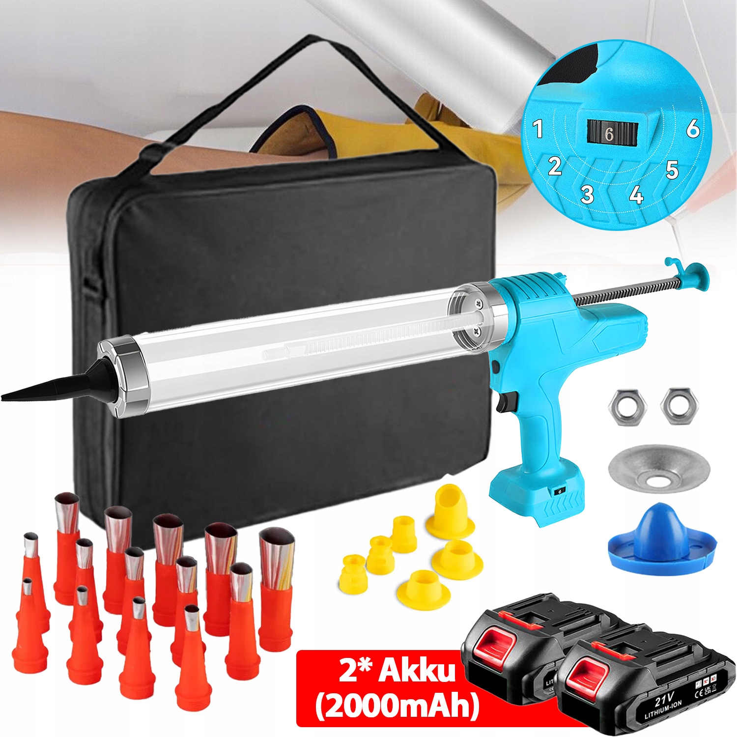 Akumulátorový odšťavňovač na lepidlo a silikon